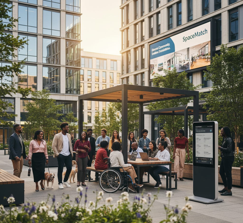Diverse group of people in a community setting